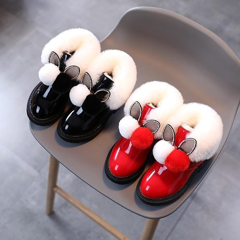 Zimowe buty dziewczęce Dziecięce krótkie buty Skórzana moda Martin Boot Plus aksamitne ciepłe dziecięce śniegowce Śliczne pluszowe dziewczęce botki