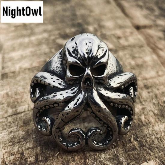 

Cool Mens Stainless Steel Biker Nautical Octopus Tentacle Ring Men Size 7-15 7