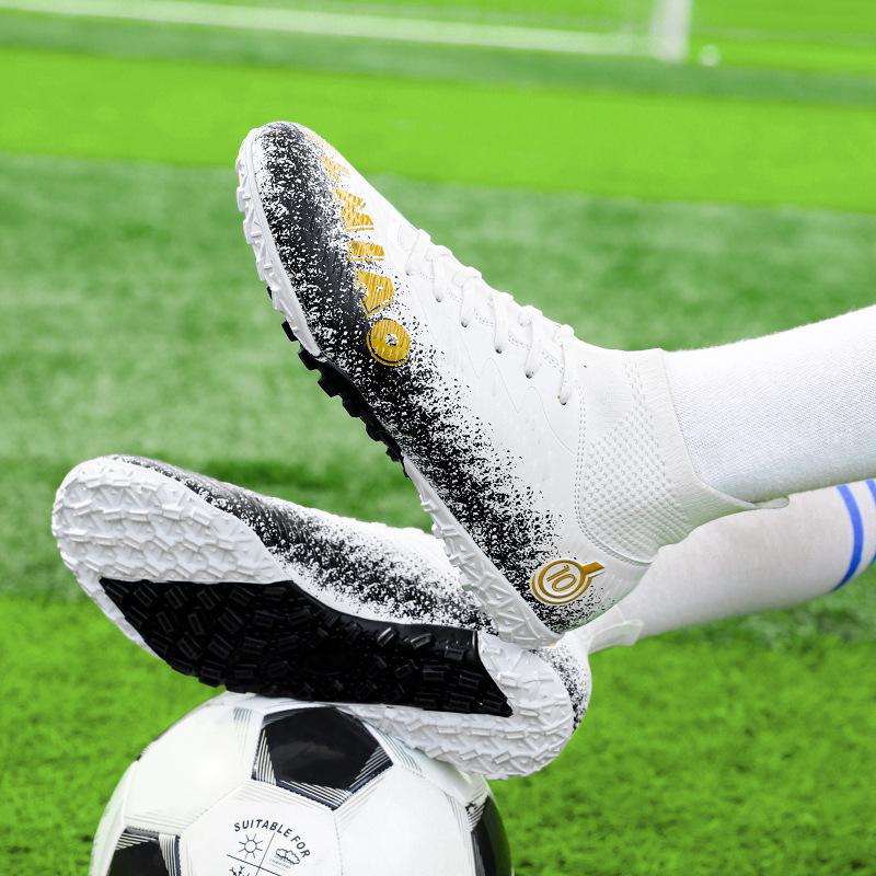 High-top foreign trade football shoes men's sports football shoes broken nails spikes student non-slip football game training shoes