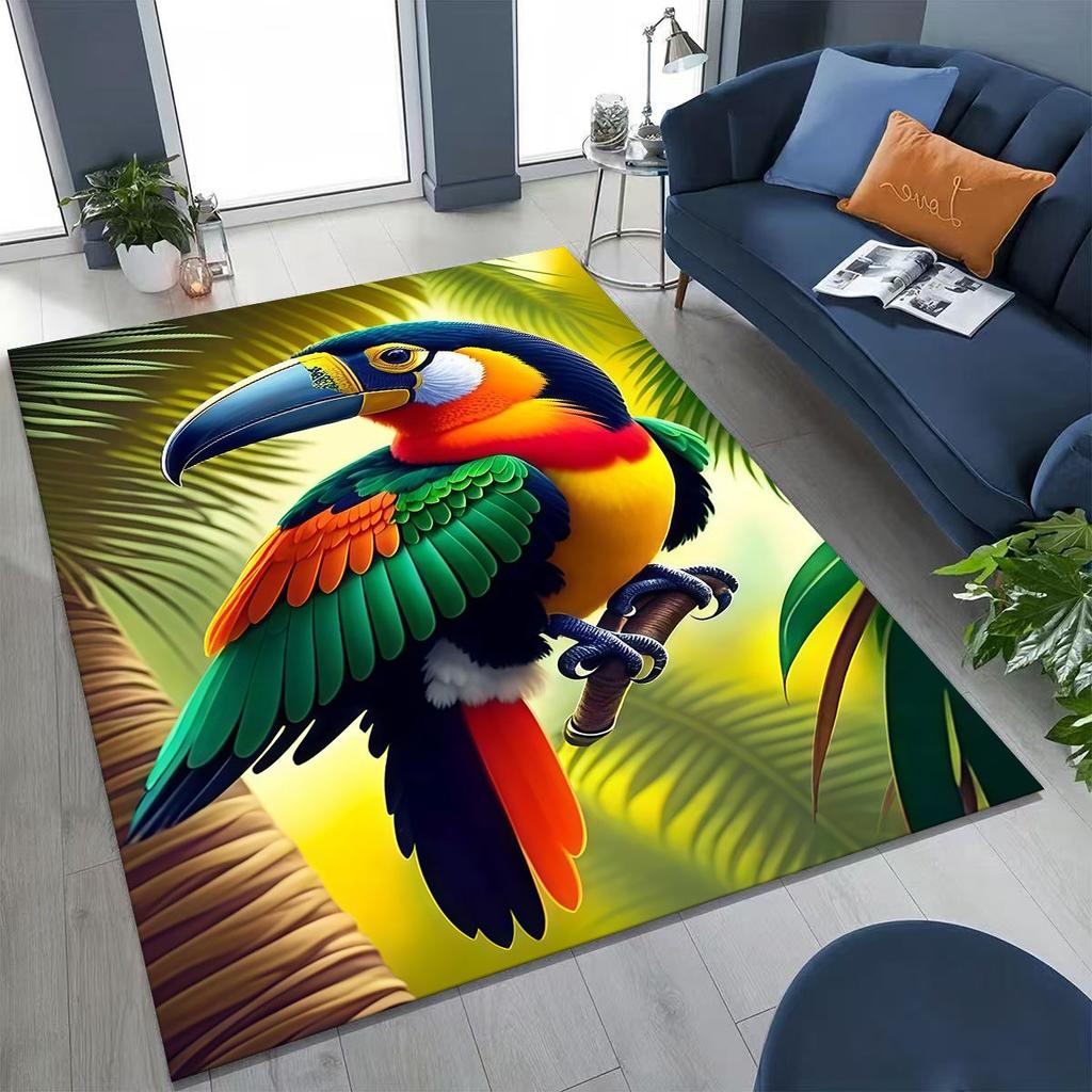 Colorful Tropical Parrot Macaw Natural Birds Art Rug for Bedroom Living Room Sofa Home Doormat Decor,Large Non-slip Floor Mat