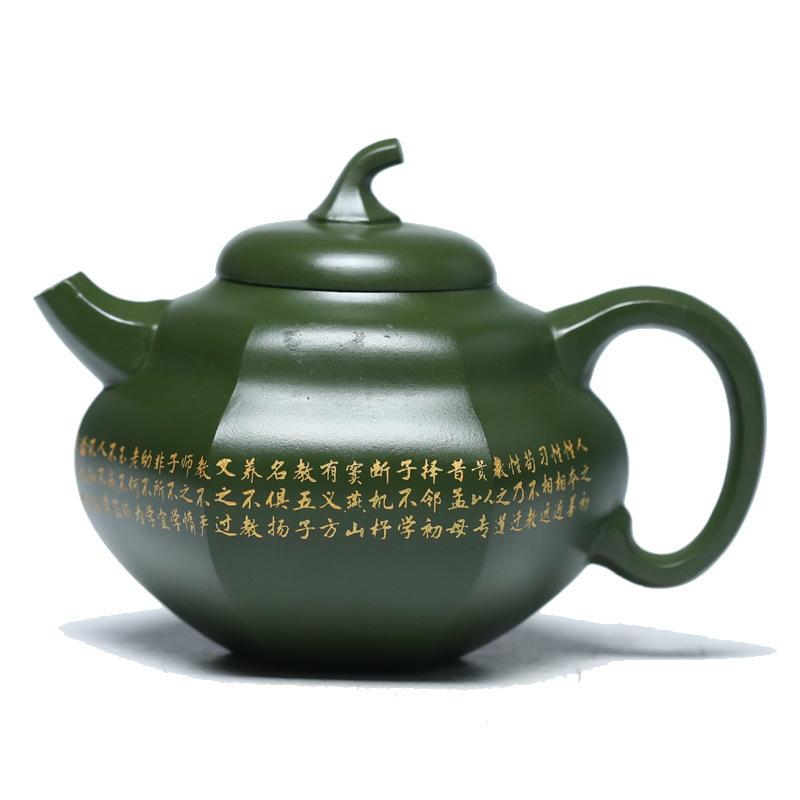 

Высококачественные чайники из фиолетовой глины Исин объемом 320 мл, шестиугольный чайник-фильтр ручной работы в форме тыквы, чайная утварь, чайник из зеленой глины, китайский чайный сервиз «Цзыша»