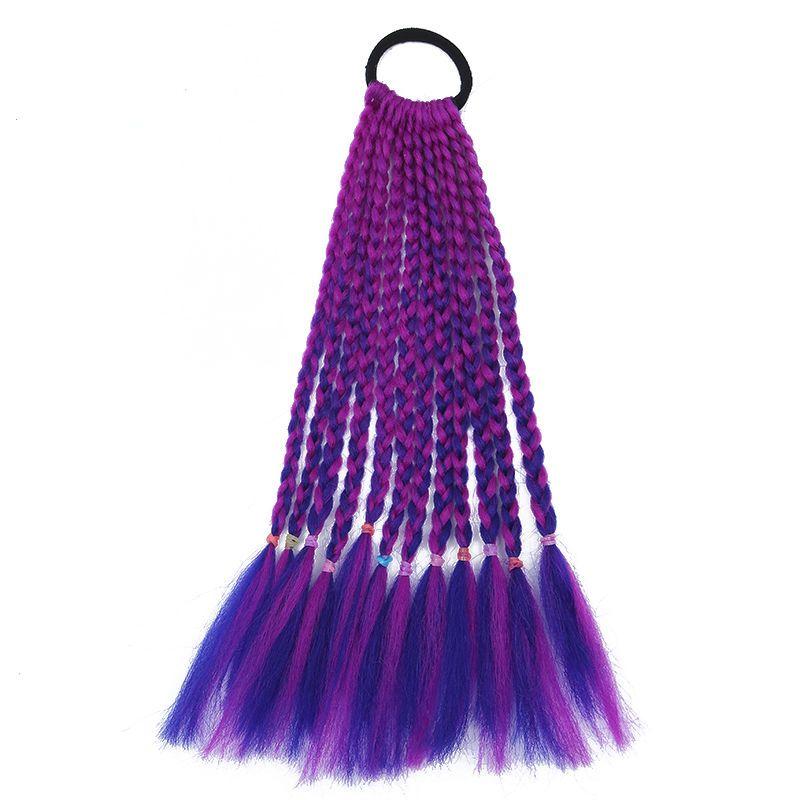 Children's Wig Dreadlocks Hair Accessories Bow Tie Style Colorful Braided Hair Ties Girls' Short Stage Cute Ombre Ponytail