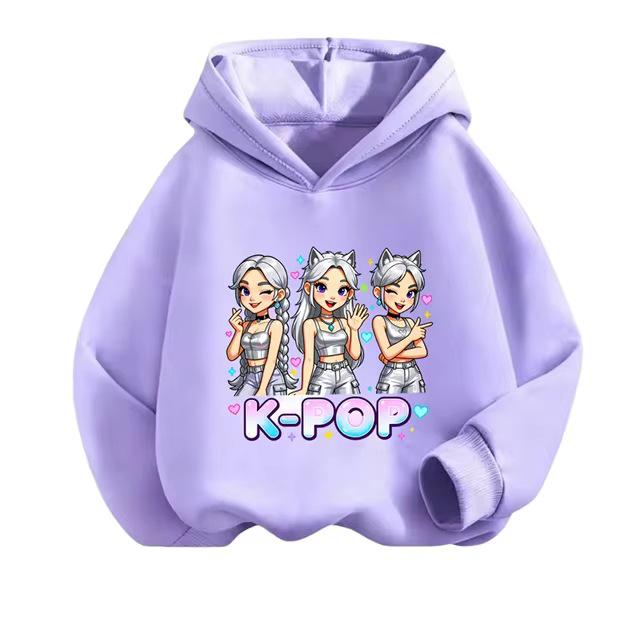 Kids' Retro Anime K-Pop Hoodie - Long Sleeve, Spring/Autumn Casual Wear for Boys & Girls