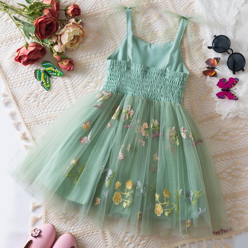 Princess Girl Summer Dress With Embroidered Flowers For Toddlers