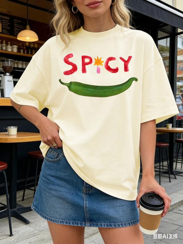 Summer Women Summer T Shirt 90s Funny Print Y2k Tee Casual Short Sleeve Crewneck Top Fashion Streetwear Loose Fit Tops