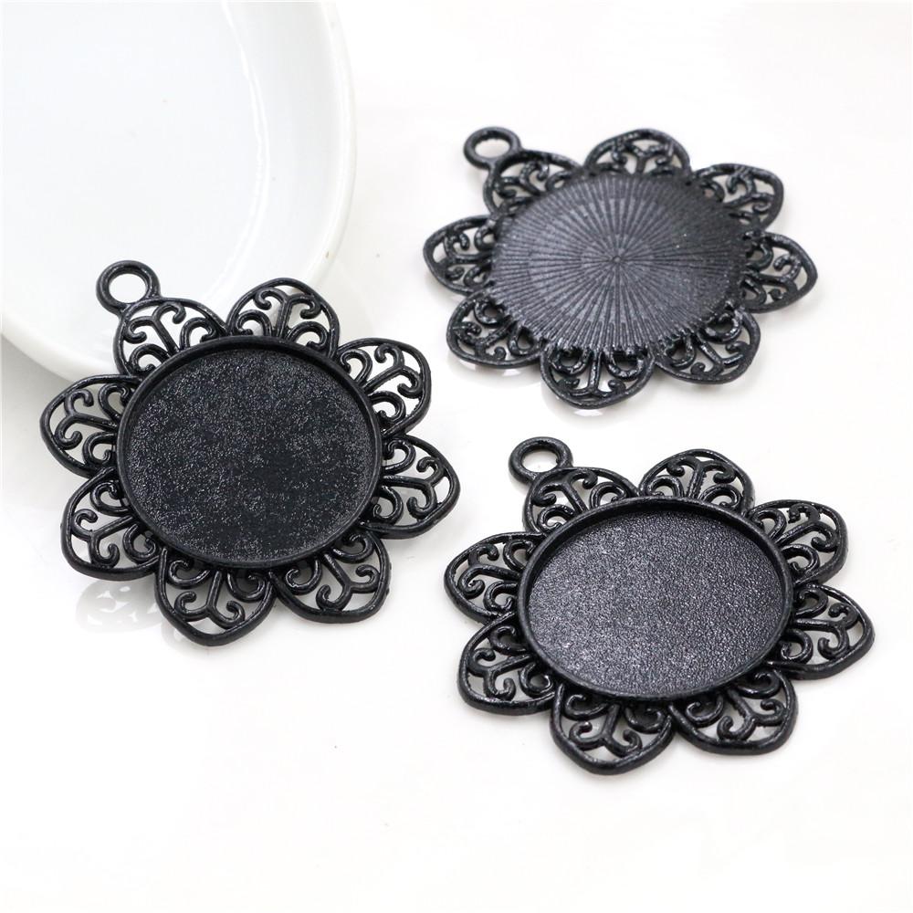 5pcs 25mm Inner Size Pendant Cabochons Blank Base Setting Bezel Tray Alloy DIY Jewelry Making Accessories for Necklace Keychains