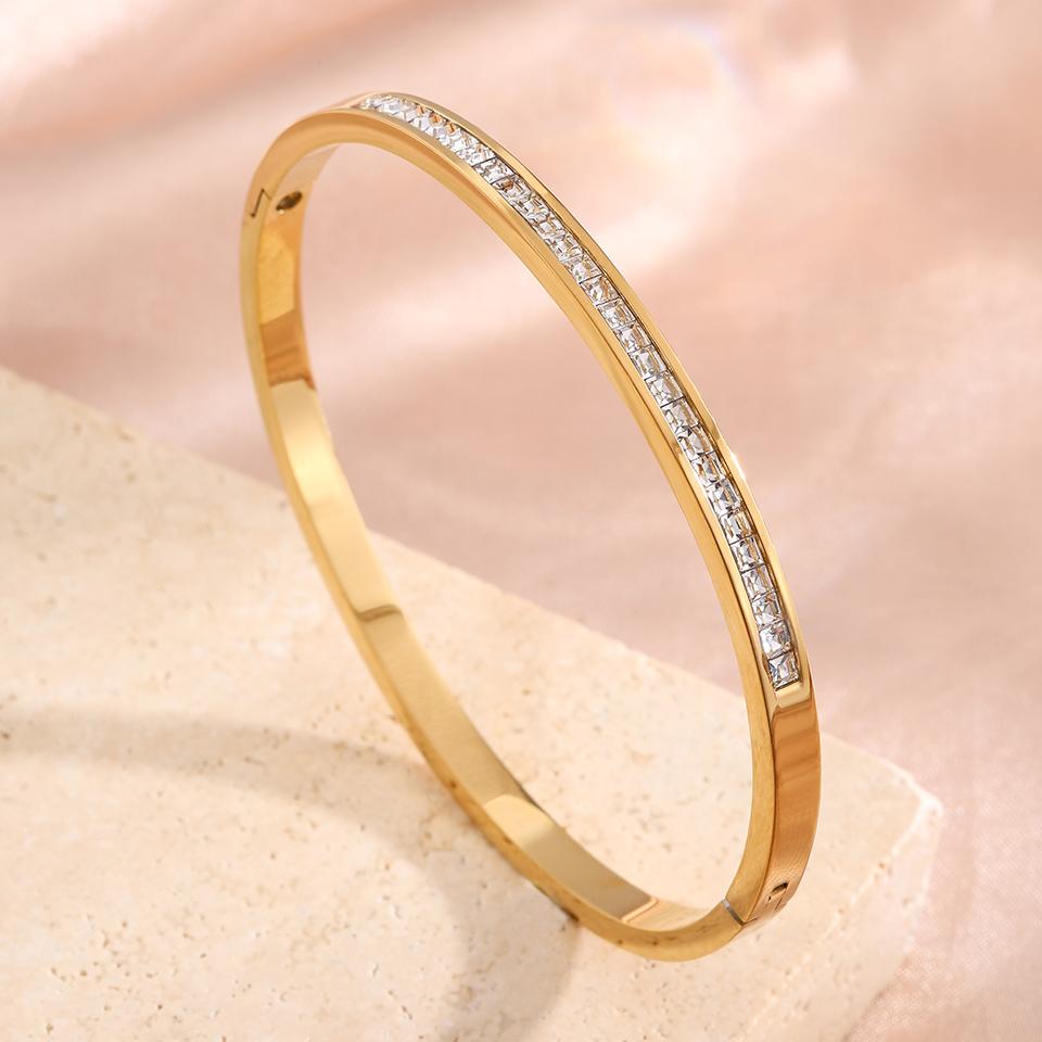 ZAKOL 5/1pcs Creative Stainless Steel Four-leaf Flower Bracelet Set for Women Buling Zirconia Inlaid Fashion Stackable Jewelry