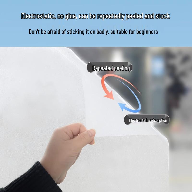 Matowa Folia Statyczna na Okno - Prywatność i Ochrona przed Podglądaniem, Bezklejowa Naklejka na Szkło do Salonu