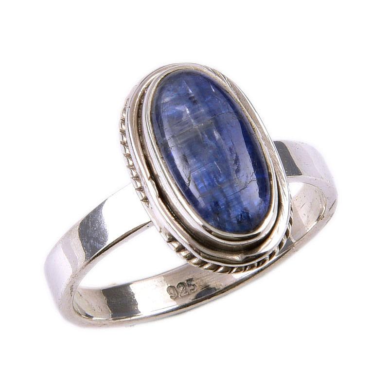 Natural Kyanite Gemstone Handmade 925 Solid Sterling Silver Gift Ring S.7 h6D92