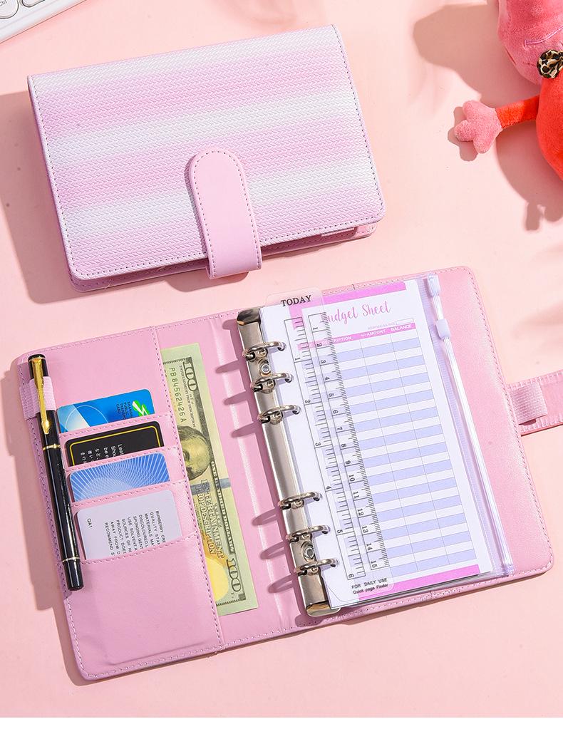 Gradient Stripe Loose-Leaf Planner - Trendy Student Notes Book