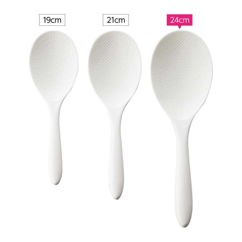 Akebono Sangyo Rice Paddle, White, 24cm, Blister Case, Made in Japan, Commercial Use, Spoon-Shaped for Fluffy Rice Dispensing, Double-Embossed