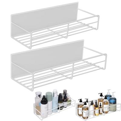 Set of 2 Magnetic Bathroom Racks for Bathroom, Washroom, and Kitchen Storage (White)