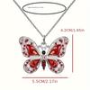 Retro Multicolor Rhinestones Butterfly Pendant Necklace Silver Plated Jewelry