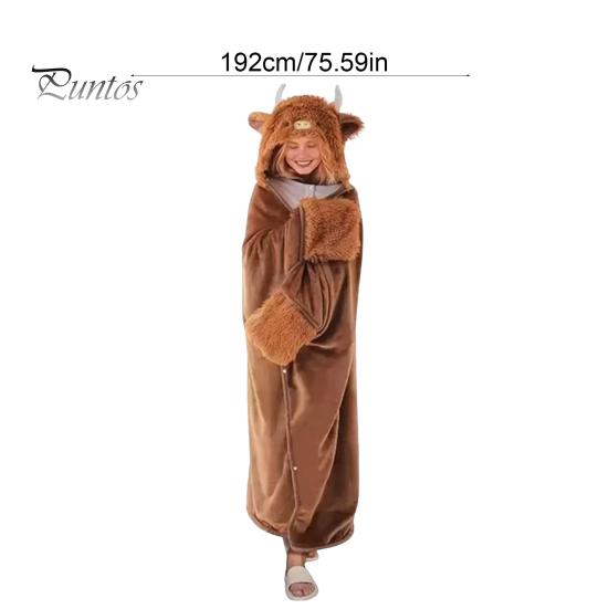 Comfortable Loungewear for Women Halloween Wearable Blanket Hoodie, Cozy Hooded Highland Cow Cape, Soft Festive Winter Throw Plush Sloth Black