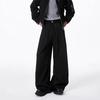Hong Kong Style Cleanfit Black Scimitar Trousers Men's Spring and Autumn Wide-leg Casual Trousers Drape Professional Suit Trousers