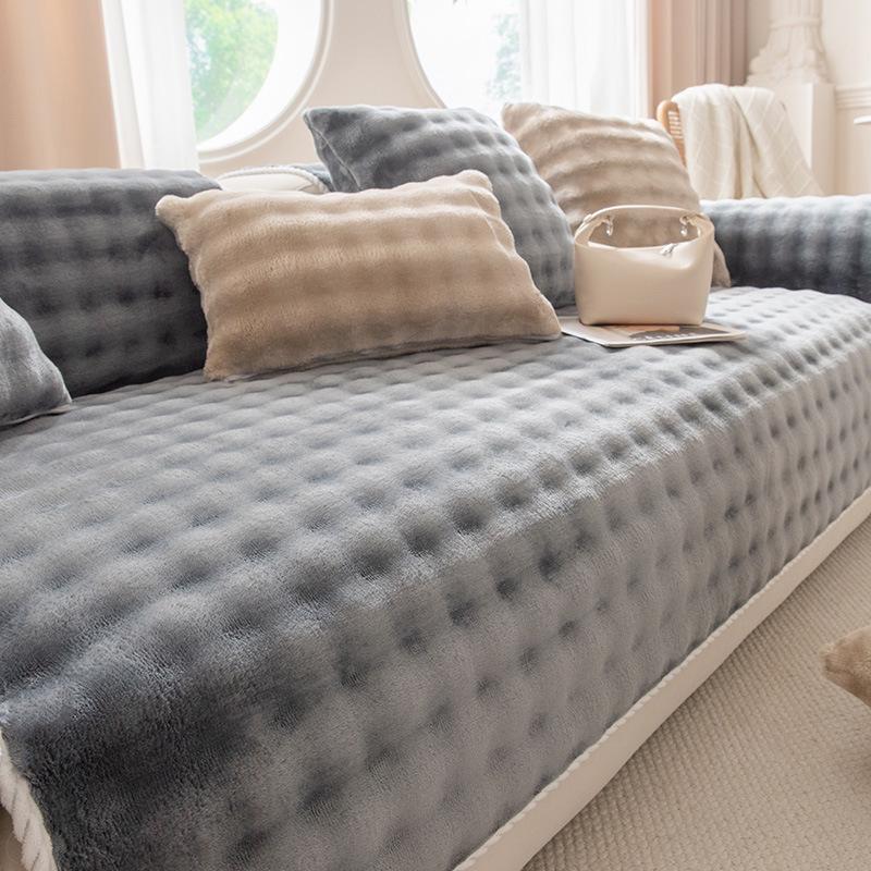 

Кремовая Роскошная Зимняя Флисовая Подушка для Дивана - Нескользящая, Толстая и Теплая 90x160cm (Two-seater/Chaise) темно-серого