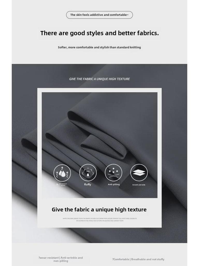 Women's High-Waist Black Wide-Leg Suit Pants - Autumn Casual, Slim, & Straight Leg Fit