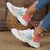 Mode Atmungsaktive Sneaker für Damen 2024 Frühling Neue Schnürung Floral Freizeit Schuhe Laufen Walking Sport Ballerinas Damen