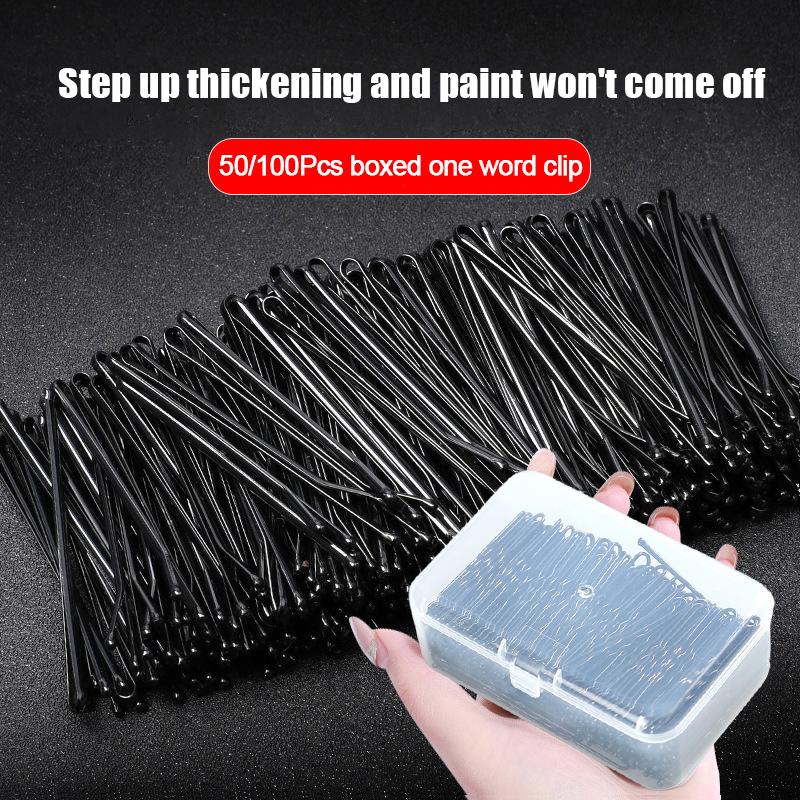 50/100Pcs Black Straight Line Hair Clip U-Shaped Needle Lady Hairpins Curly Wavy Grips Women Bobby Pins Styling Hair Accessories