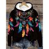 Dragonfly floral print hooded sweatshirt Print drawstring hoodie, casual long-sleeved shoulder-falling hoodie, women's clothing