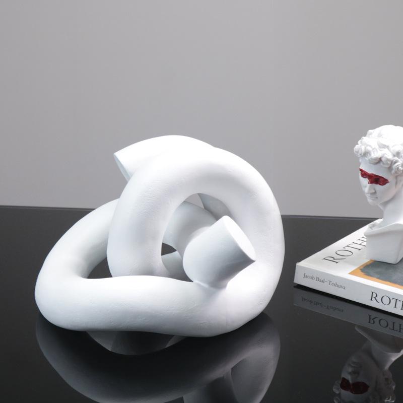 Enkla Moderna Svartvita Harts Kreativa Slingrande Prydnader Modell Vardagsrum Kaffebord Arbetsbord Dekoration