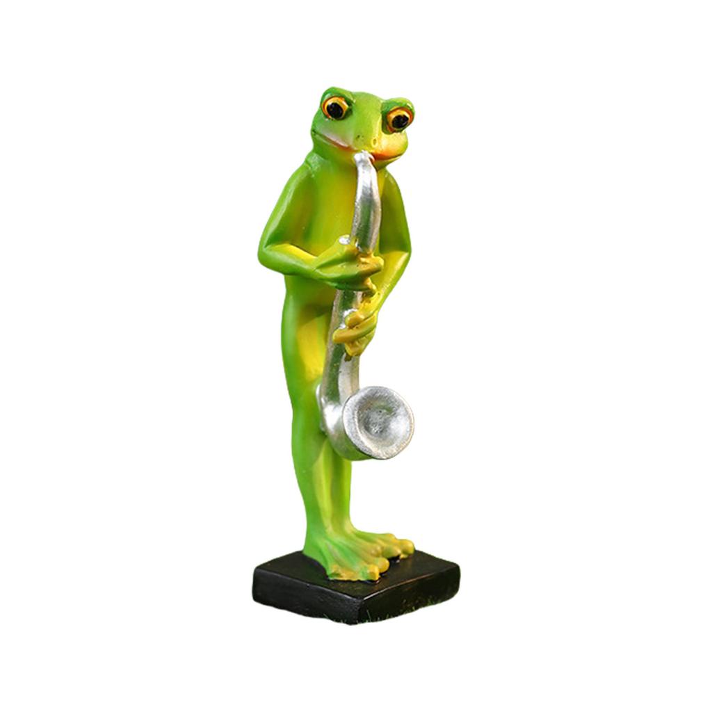Resins Frogs Musician Statue Cartoon Animal Figurine Sculpture for Home Office Desktop Decors and Artistic Ornament