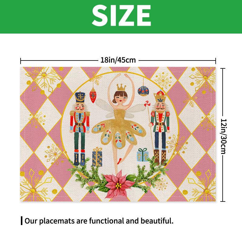 Festive Christmas Linen Table Mats - Heat Resistant Western Style Decor