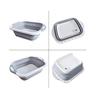Foldable silicone bowl with drain, gray, for vegetables, laundry, 6l