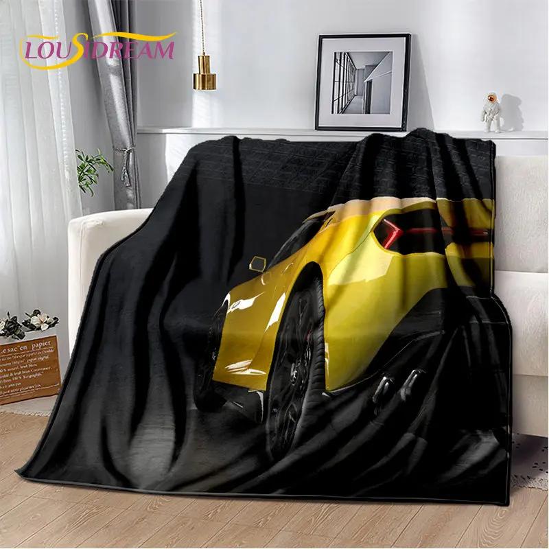 Samochód sportowy Concept Car miękki pluszowy koc, flanelowy koc rzut koc do salonu sypialnia kanapa z funkcją spania narzuta na piknik Bettdecke