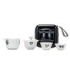 Dehua White Porcelain Suet Jade Travel Tea Set Outdoor Portable Tea Set Car Out Kung Fu Tea Set Storage Bag
