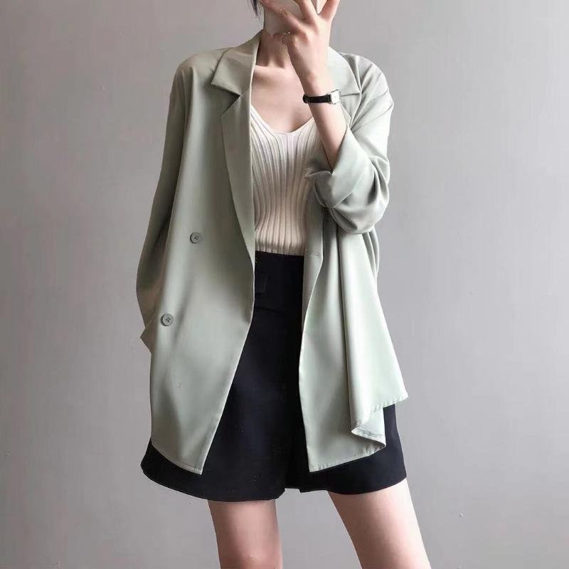 Spring Autumn Fashion Solid Casual Sunscreen Shirts Women Blouse Loose Chiffon Thin Shirt Blazer Oversize