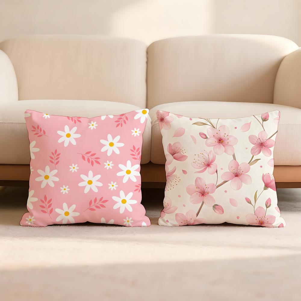 Sweet Light Pink Petals Pattern Cushion Cover Premium Comfort Reversible Pillow Cov In One Design For Any Room & Car Interior
