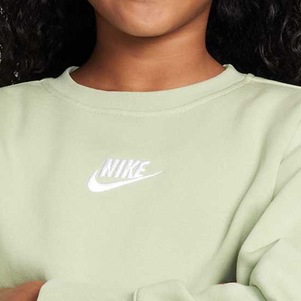 Nike Sweatshirt Fashion Comfortable Versatile Crew Neck Fleece Lined Thermal Light Green Teenagers DD7473-343