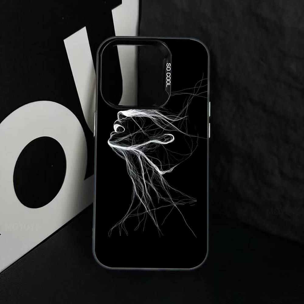 Minimalist line art Phone Case For iPhone 17,16,15,14,13,12,11 Plus,Pro Max,XS,Colorful Silver Phone case Funda Cover