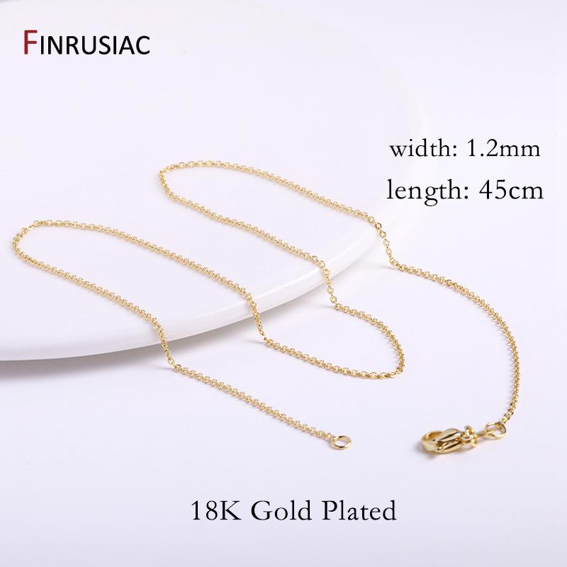 

High Quality Chains 18K Gold Plated Brass Metal 45cm Chains Necklace 1.2mm/1.6mm Necklace Chains For Jewelry Making Findings 1 piece