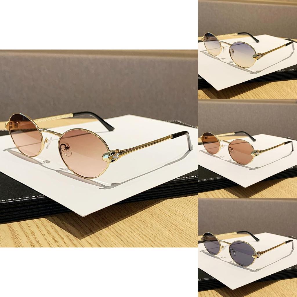 Trendy Geometric Metal Oval Sunglasses For Outdoors With Uv400 Protection Fashion Statement