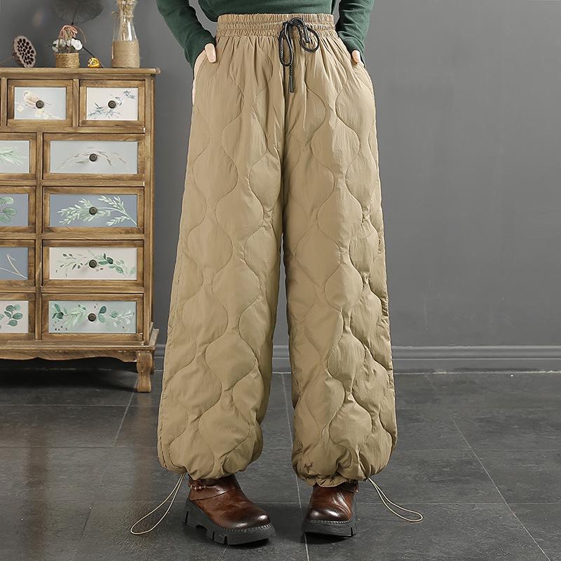 Winter Thicken Harem Capris Pants Down Cotton Warm Casual Thick Windproof Fluffy Women Pantalones Snow Wear Waist