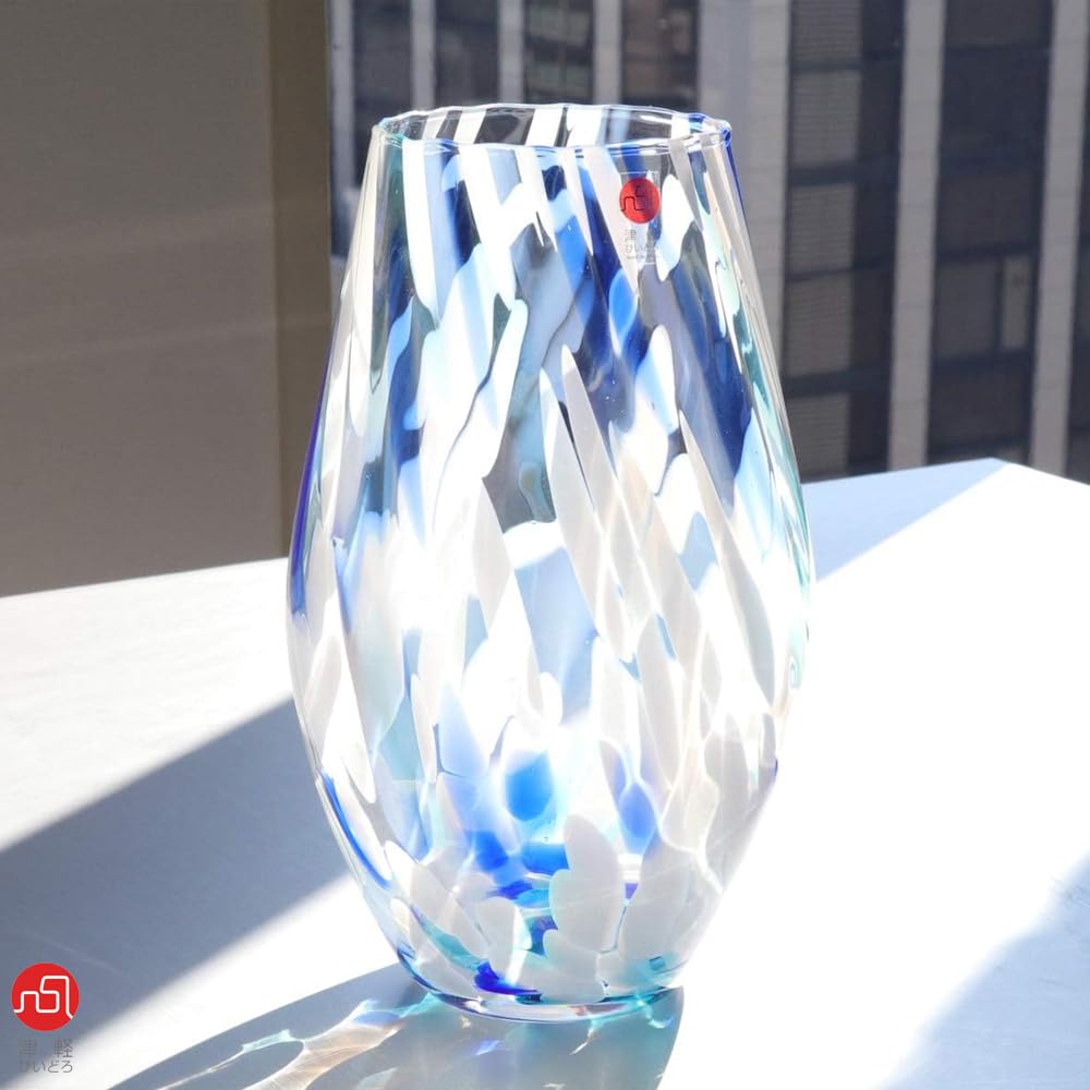 ADERIA Tsugaru Vidro Bunte Windblumen-Vase Hergestellt in Stilvolle Glasvase für Trockenblumen und Ein perfektes Geschenk für kleine Geburtstage im Ruhestand F71859 "Sommer