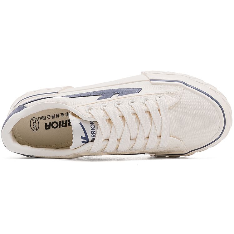 Warrior Trendy Versatile Retro Breathable Lightweight Low-Top Canvas Shoes Unisex sneaker Beige Dark-Blue WXY-B249MJ06