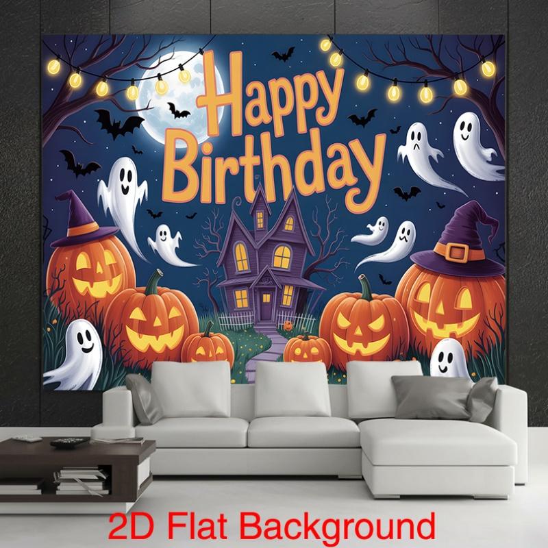 Party Backdrop Halloween Spooky Haunted House Jack Lanterns Photo Background Decor Birthday Party Decor