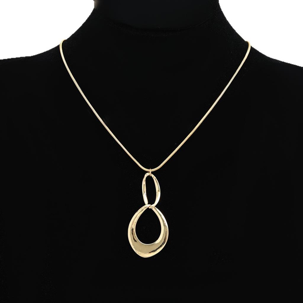 Elegant Metal Water Drop Ring Tassel Long Pendant Necklace Earrings Jewelry Set