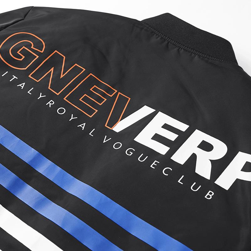 Letter Striped Jacket Men's Flying Jacket Men's Casual Sports Jacket Gram Baseball Stand-Up Jacket