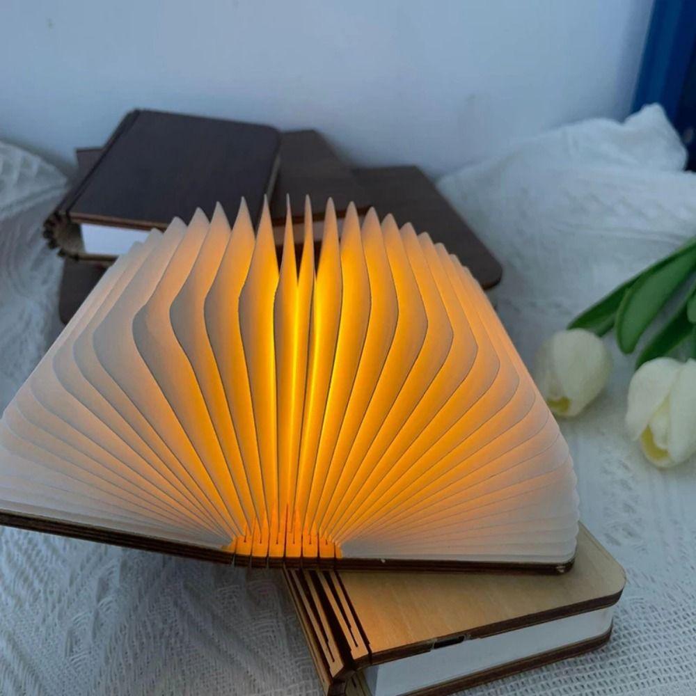 3 Colors Table Lamp USB Rechargeable Desk Light Creative Gift Folding Book Lamp  Family