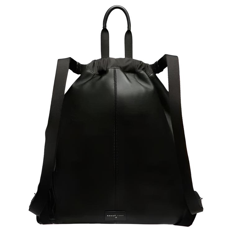 Bally Black Leather Drawstring Design Red And White Striped Backpack Men Backpack 6230617