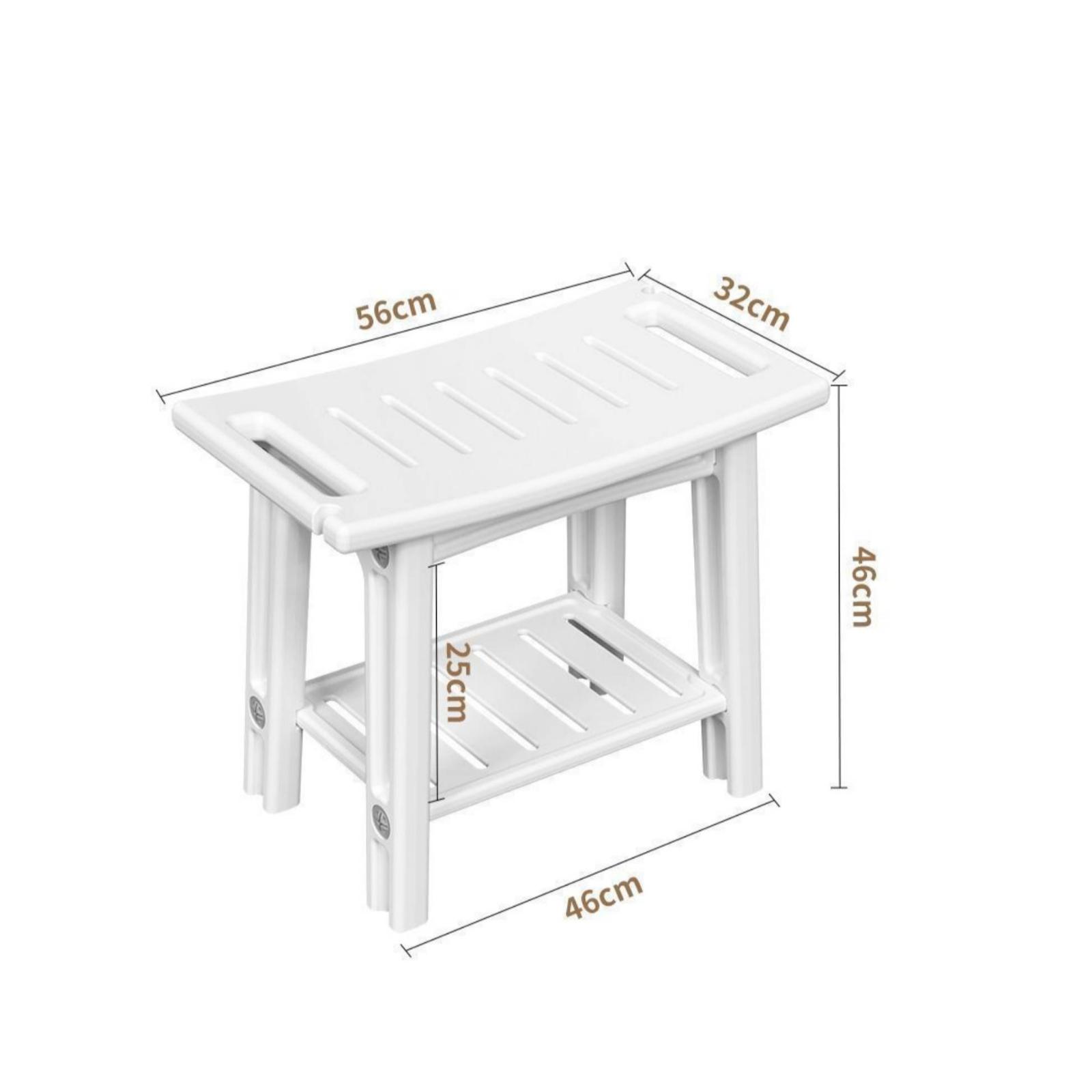 Slatted Shower Stool with Storage Shelf