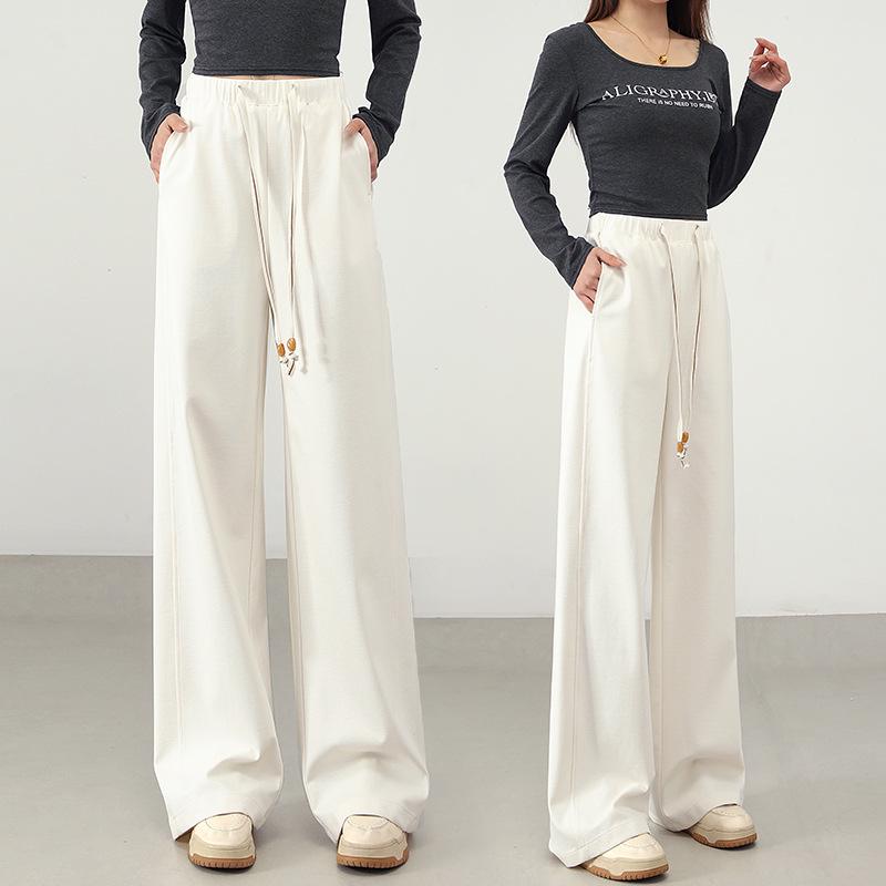 Women s Tencel Cotton Wide-Leg Pants, Elastic Waist, Slimming Drape, Spring 2026 Collection L