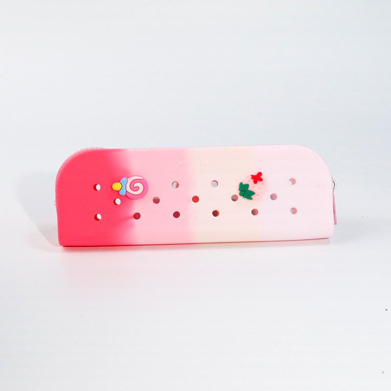 DIY silicone hole pencil bag, student creative cute pencil bag learning stationery storage bag stationery box