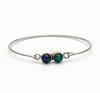 925 Sterling Silver Labradorite Bangle, Twin Gemstone Jewelry, Boho Statement Bracelet for Women