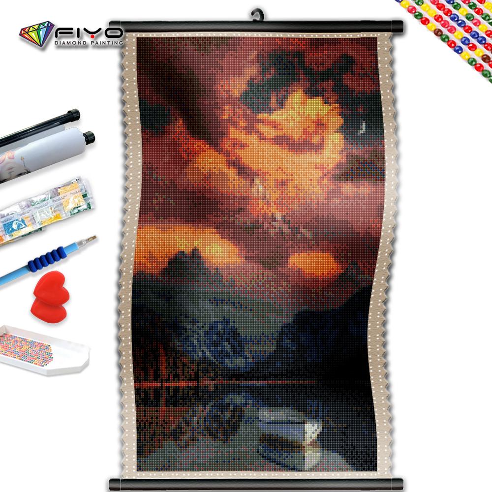 

5D DIY Рамка Полный квадратный круглый дрель Пейзаж Лодка Алмазная картина Вышивка Маленькая река Мозаика Домашний декор Подарок