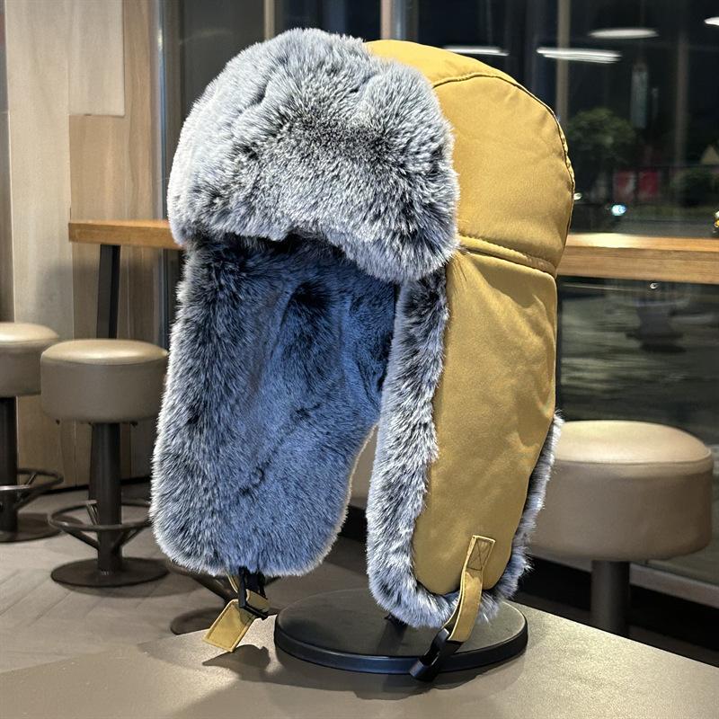 Зимняя мужская шапка уличная из кроличьего бархата ветрозащитная шапка женская утолщенная теплая хлопковая шапка пилотская шапка для холода